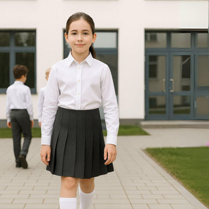 SchoolStitch® Girls School Skirts, Zip Back Top Stitched All Round Knife Pleated Skirt, Plain Girls School Uniform, Womens Formal Office Skirt, Stretchy Summer Skirts