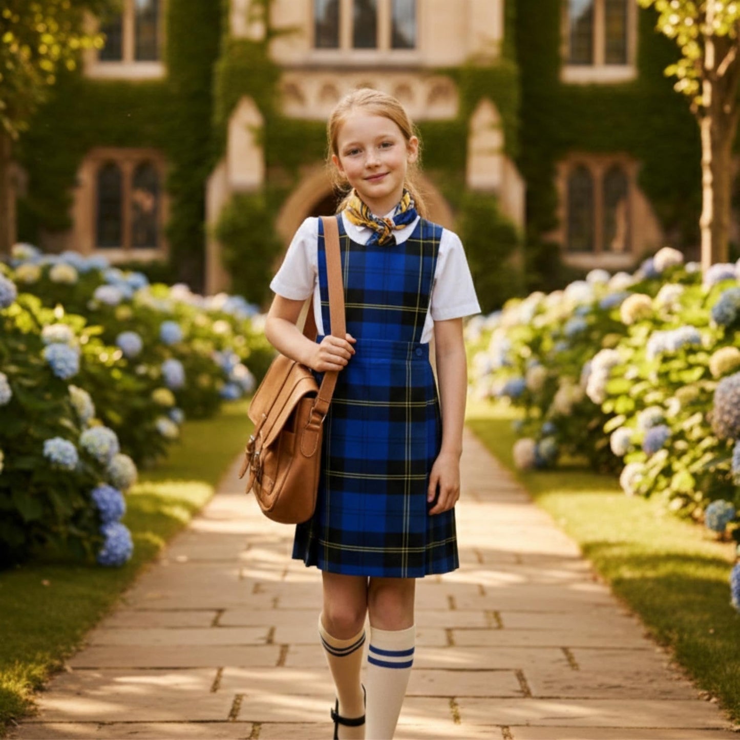 SchoolStitch® Girls School Uniform Sleeveless Pinafore Dress, Knife Pleats Wrap-Over Bib Tartan Dress, Summer School Dresses for Girls, Age 2-18 Years