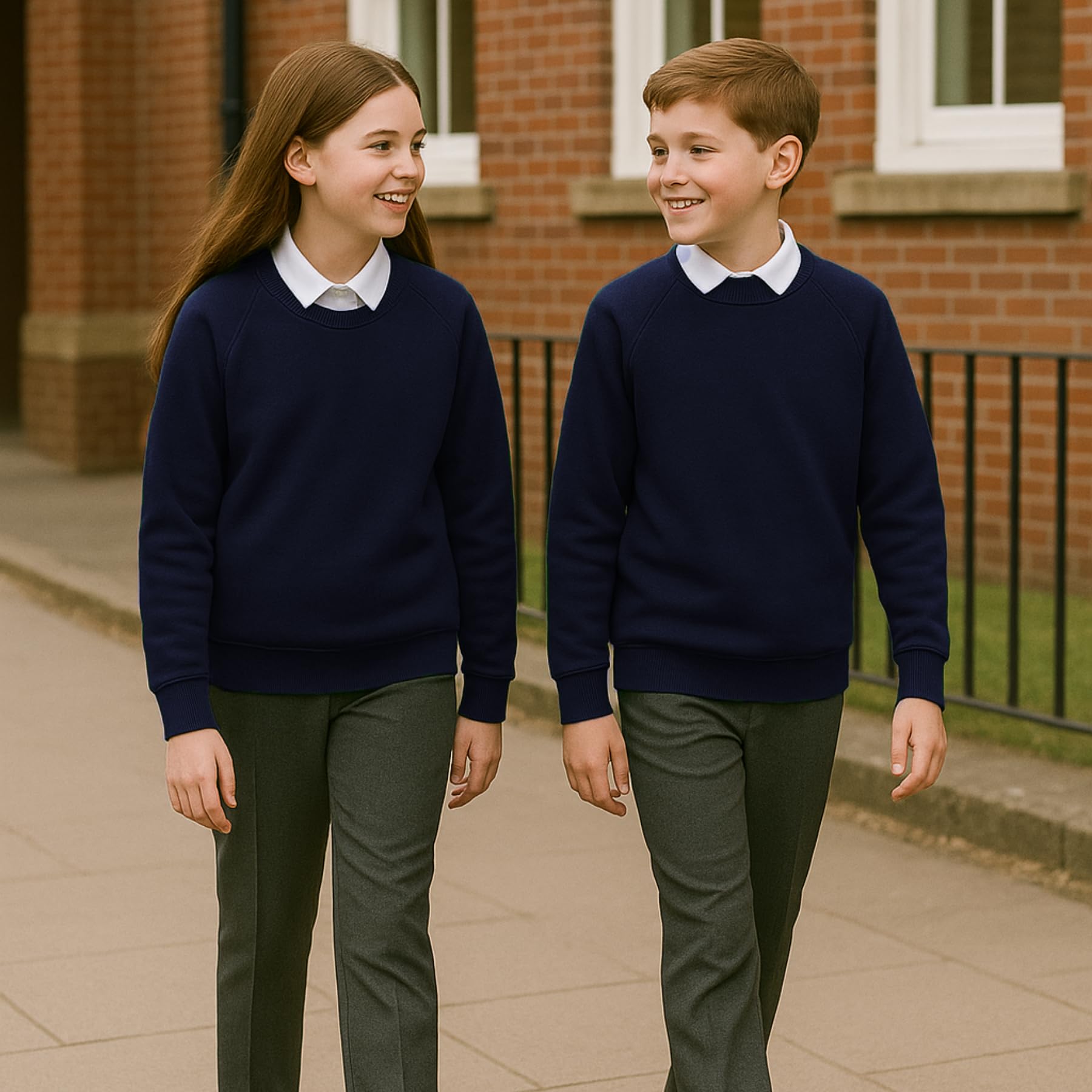 School Jumpers for Boys and Girls, Long Sleeve Fleece Jumper, Kids Unisex Crew Neck Plain Sweatshirt, School Uniform Girls and Boys, Ages 2-13