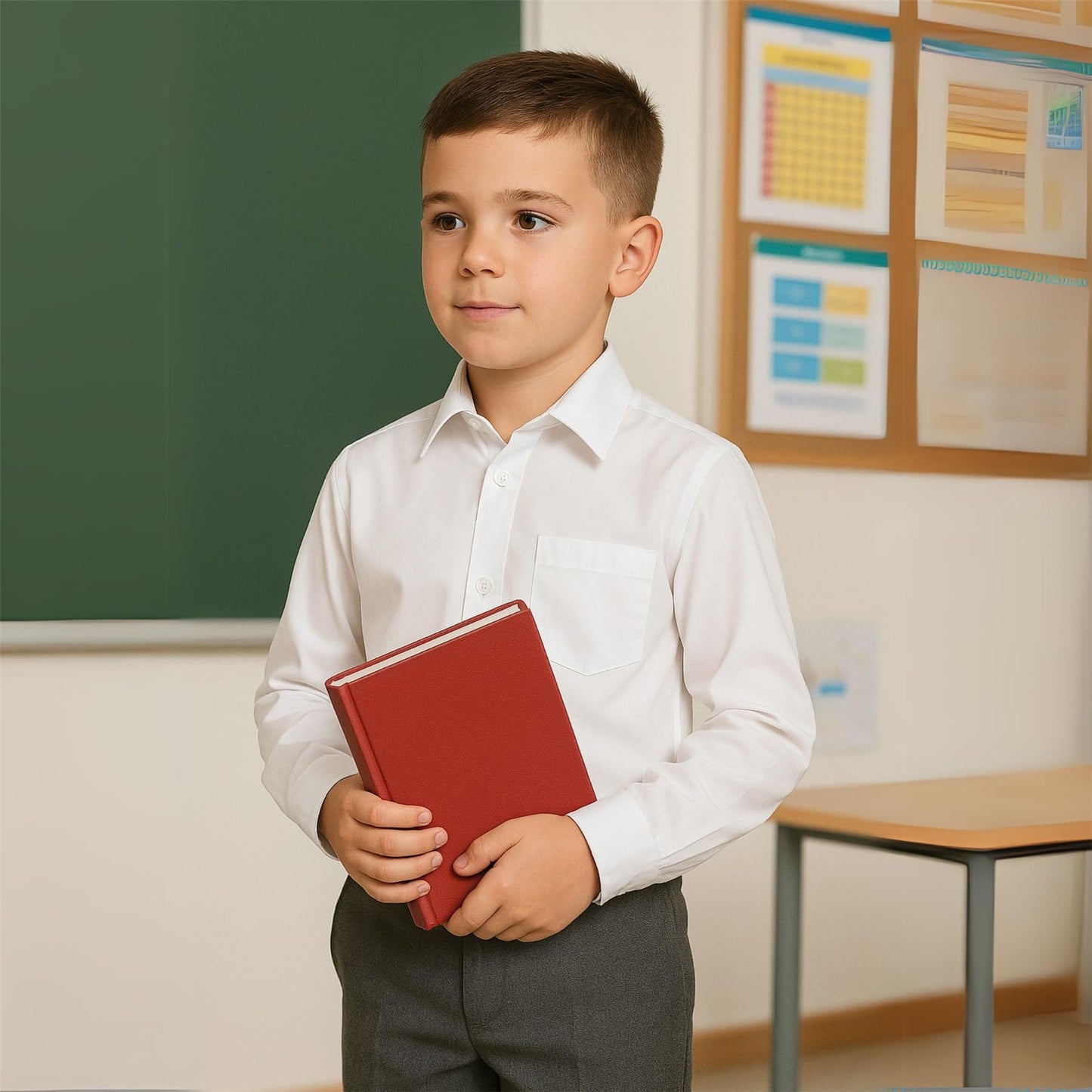 SchoolStitch® Boys School Uniform Plain Long Sleeve Shirt, Twin Pack Boy’s Button-Down Shirts with Chest Pocket, Kids Regular Fit Non Iron School Shirts, Ages 3-15+ Years