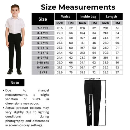 School Stitch® Boys School Trousers, Plain Slim Fit Half Elastic Waist Trousers with Two Side Pockets, Stylish Pull Up School Uniform Pants, Ages 2-13