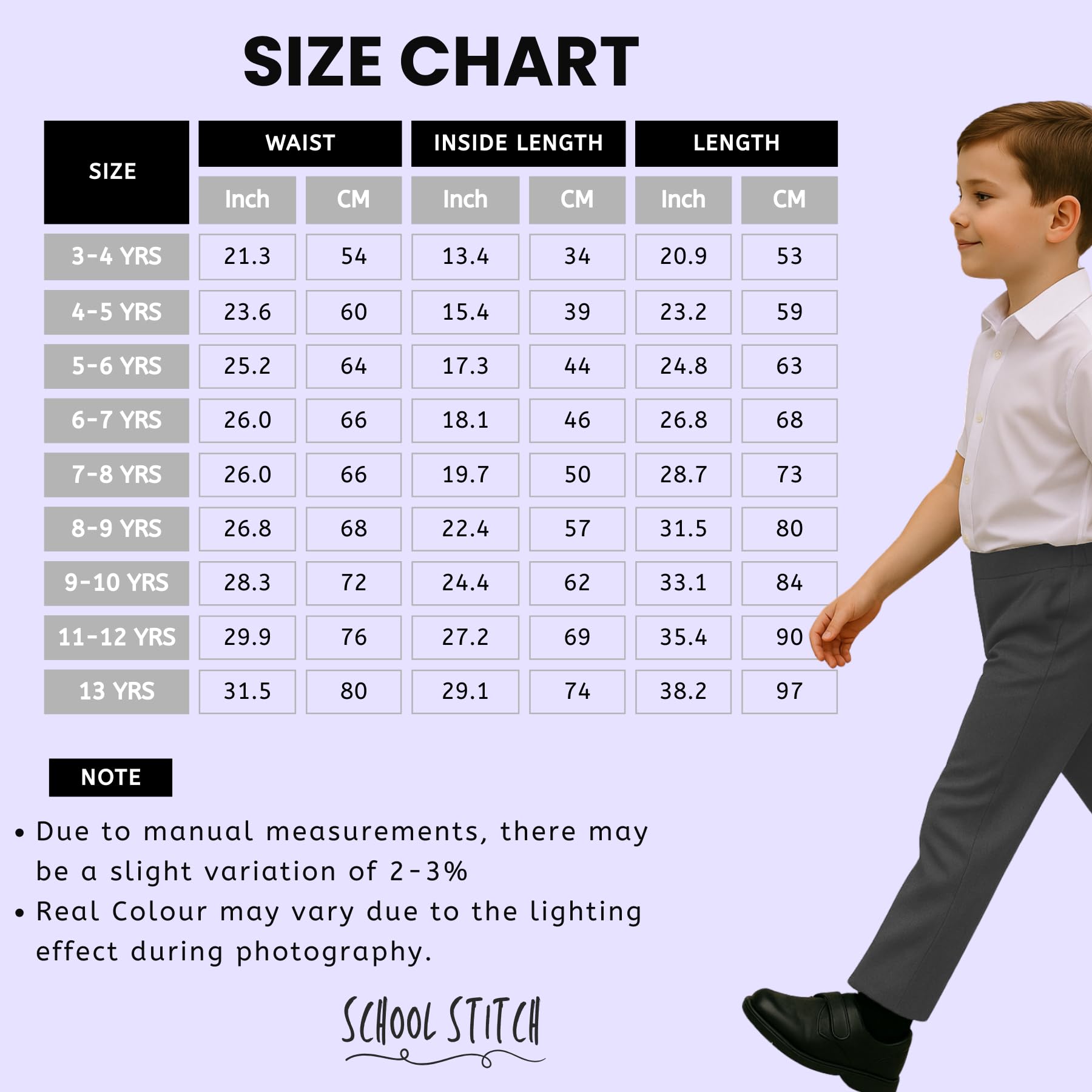 Boys School Trousers, Plain Flat Front Pull Up Half Elastic Waist Trousers, Teflon Coated Stain-Resistant School Uniform Pants, Ages 3-13
