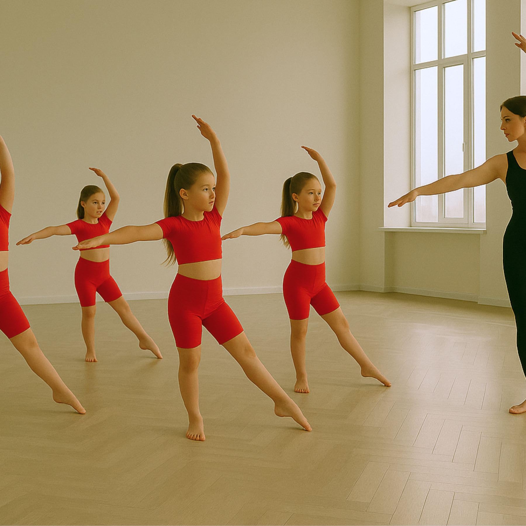 School Stitch® 3 Piece Gymnastics Leotards for Girls Set, Plain Microfibre Half Sleeve Crop Tops with Elastic Waist Shorts & Scrunchie, Dance Costume Ballet Leotards for Girls Gymnastics Kids Age 3-13