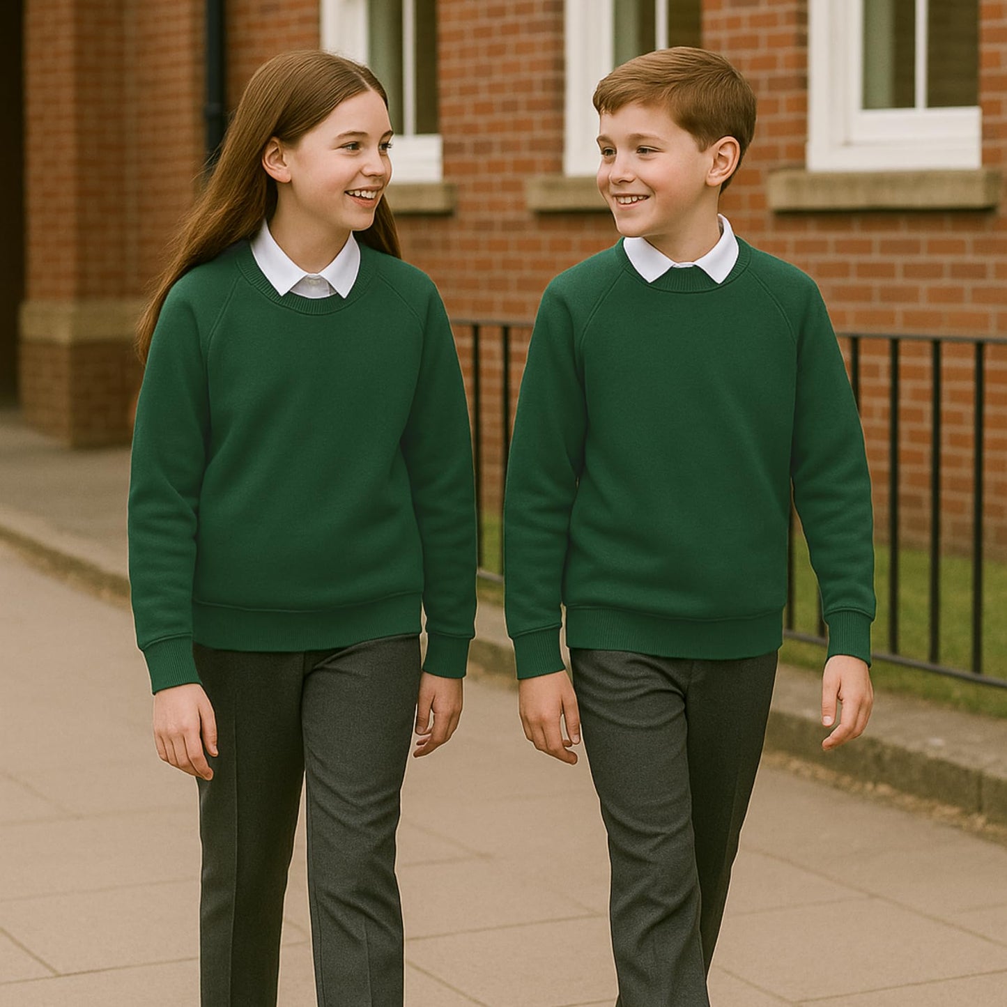 School Jumpers for Boys and Girls, Long Sleeve Fleece Jumper, Kids Unisex Crew Neck Plain Sweatshirt, School Uniform Girls and Boys, Ages 2-13