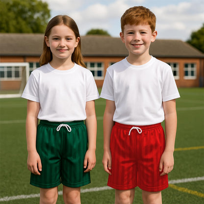 Kids Unisex Shadow Stripe PE Shorts, Girls Boys Drawstring Waist Football Shorts, School Sports Gym Running Boys and Girls’ Activewear Stretchy Short Pants, Ages 2-13