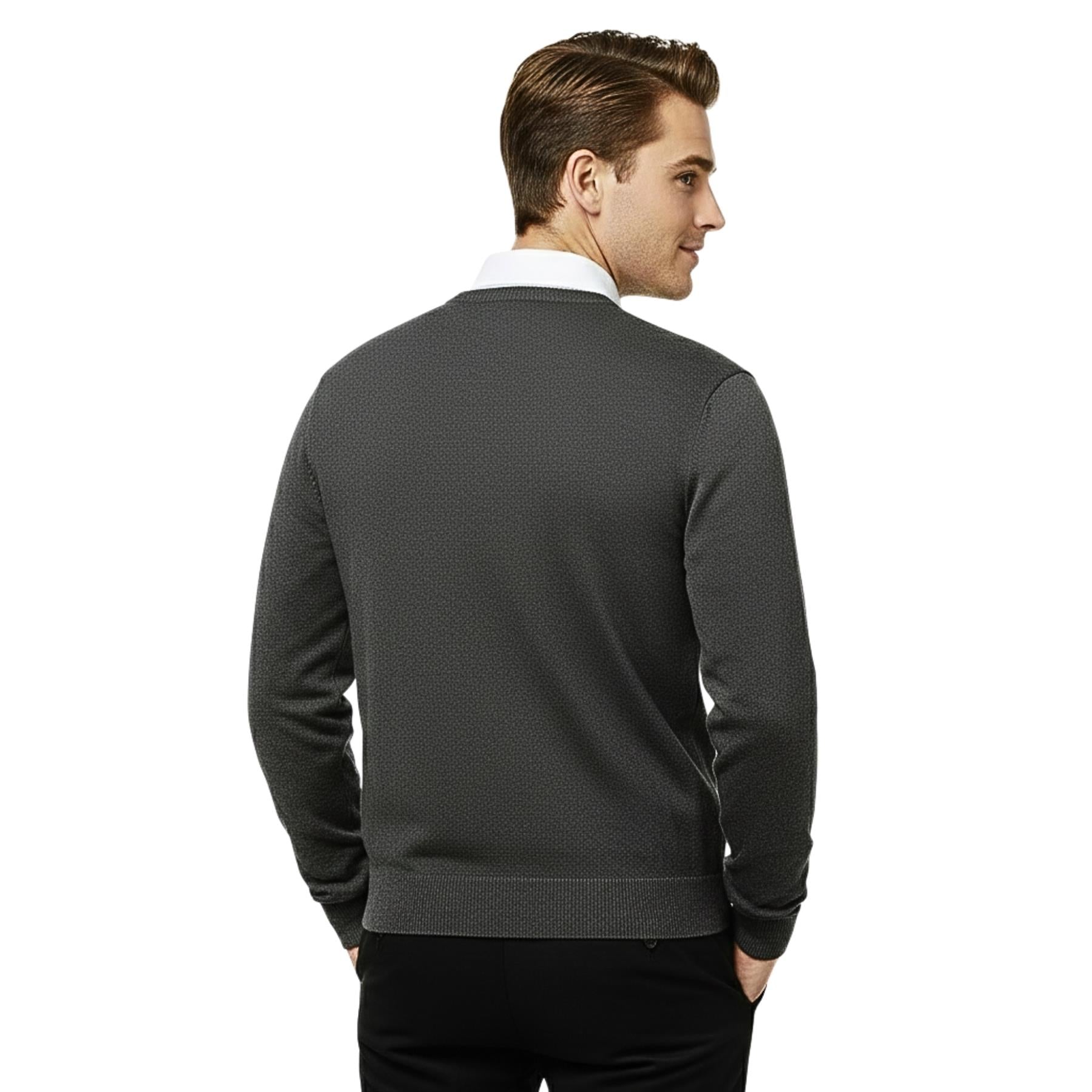 School Stitch® Premium V Neck Jumpers for Men UK, Long Sleeve Cotton Blend Mens Sweatshirts, Comfortable Fit Adults Sweaters, Classic Grey, Navy & Black Casual College & Office Wear Mens Jumper, S-XXL