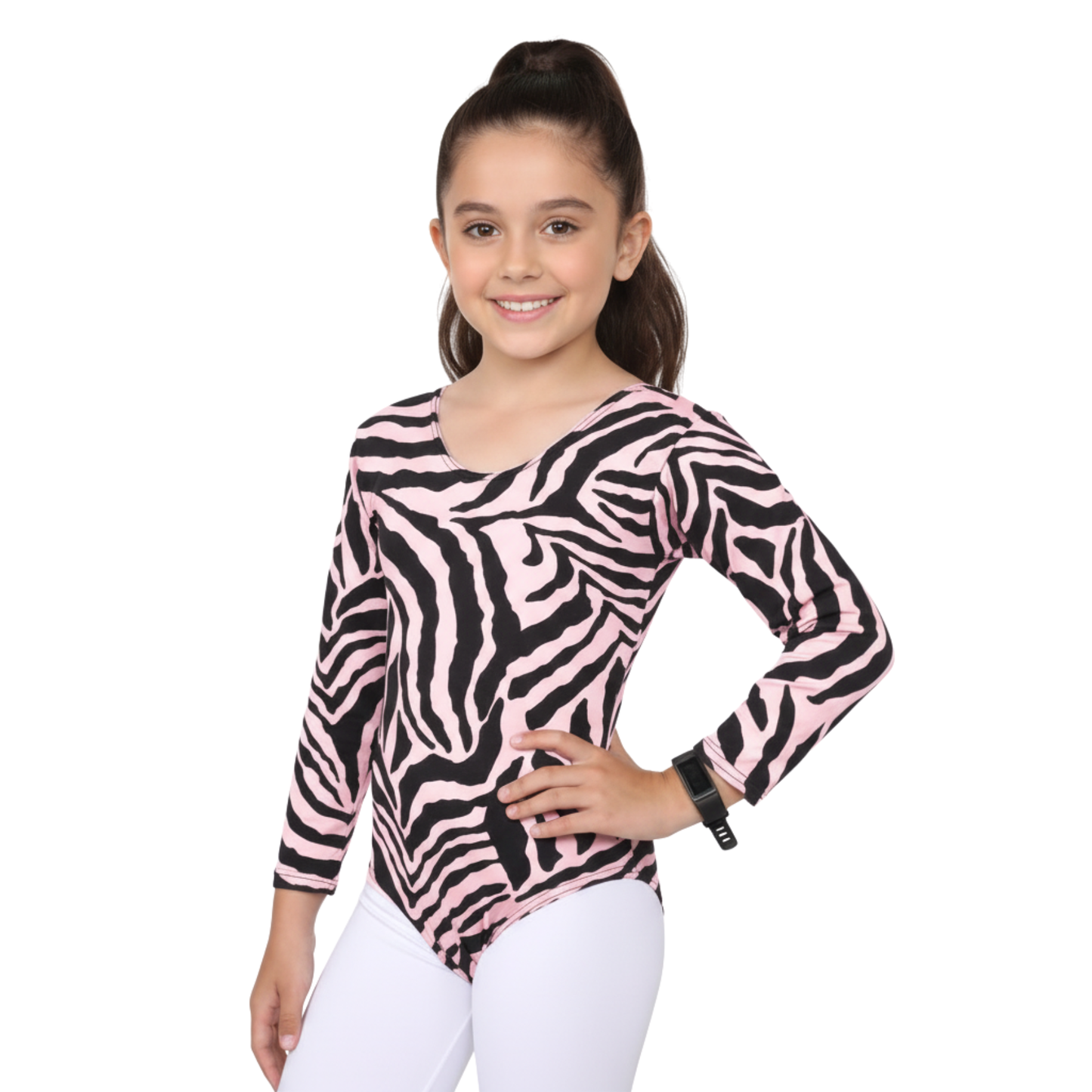 Girls Long Sleeve Bodysuit Zebra Print
