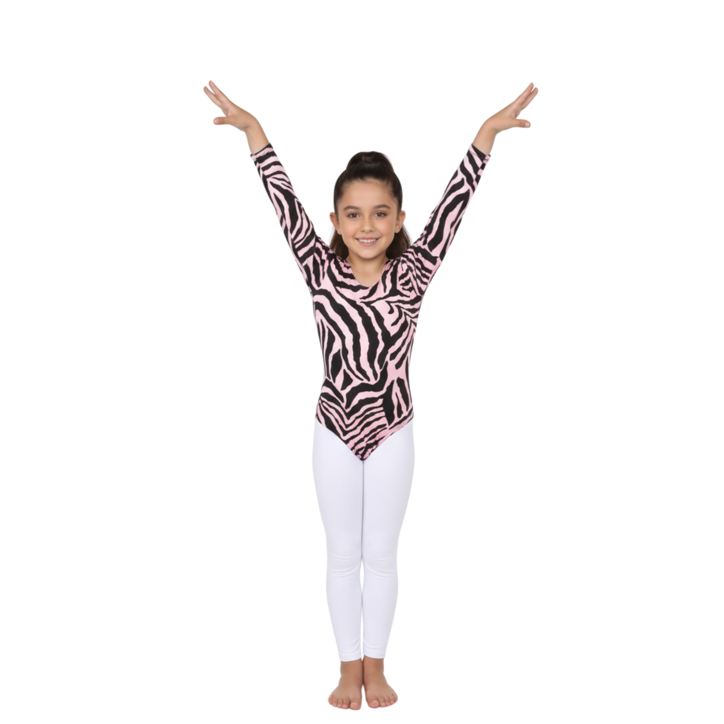 Girls Long Sleeve Bodysuit Zebra Print