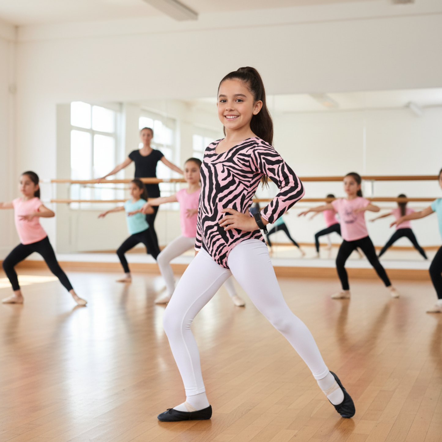 Girls Long Sleeve Bodysuit Zebra Print