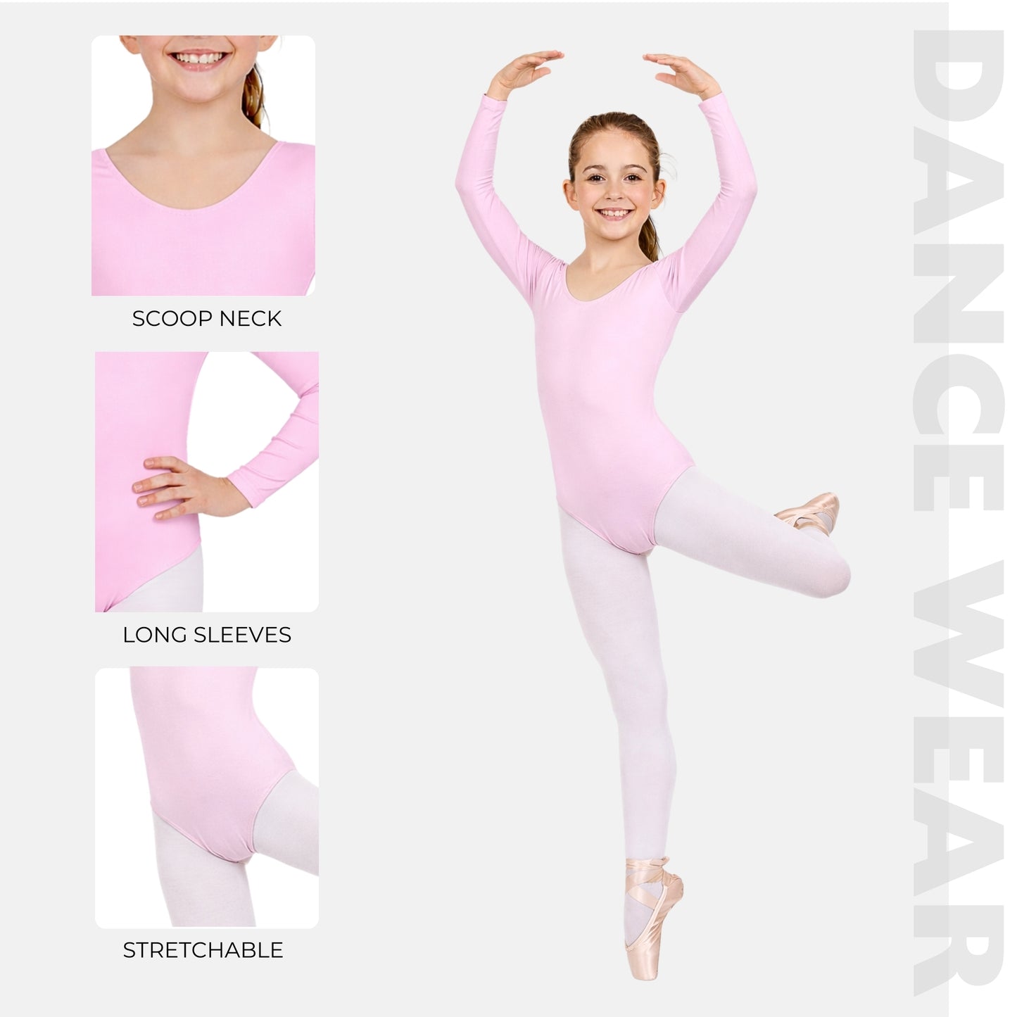 Girls Long Sleeve Bodysuit Plain