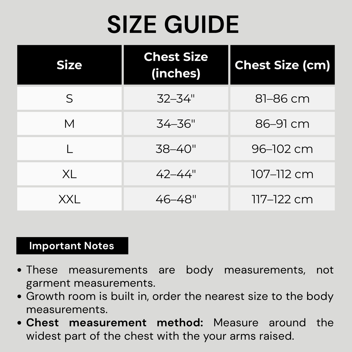 Size chart