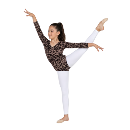 Girls Long Sleeve Bodysuit Leopard Print