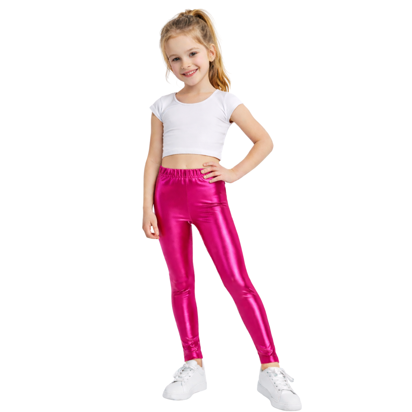 Kids Elasticated Metallic Leggings
