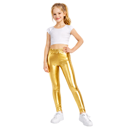 Kids Elasticated Metallic Leggings
