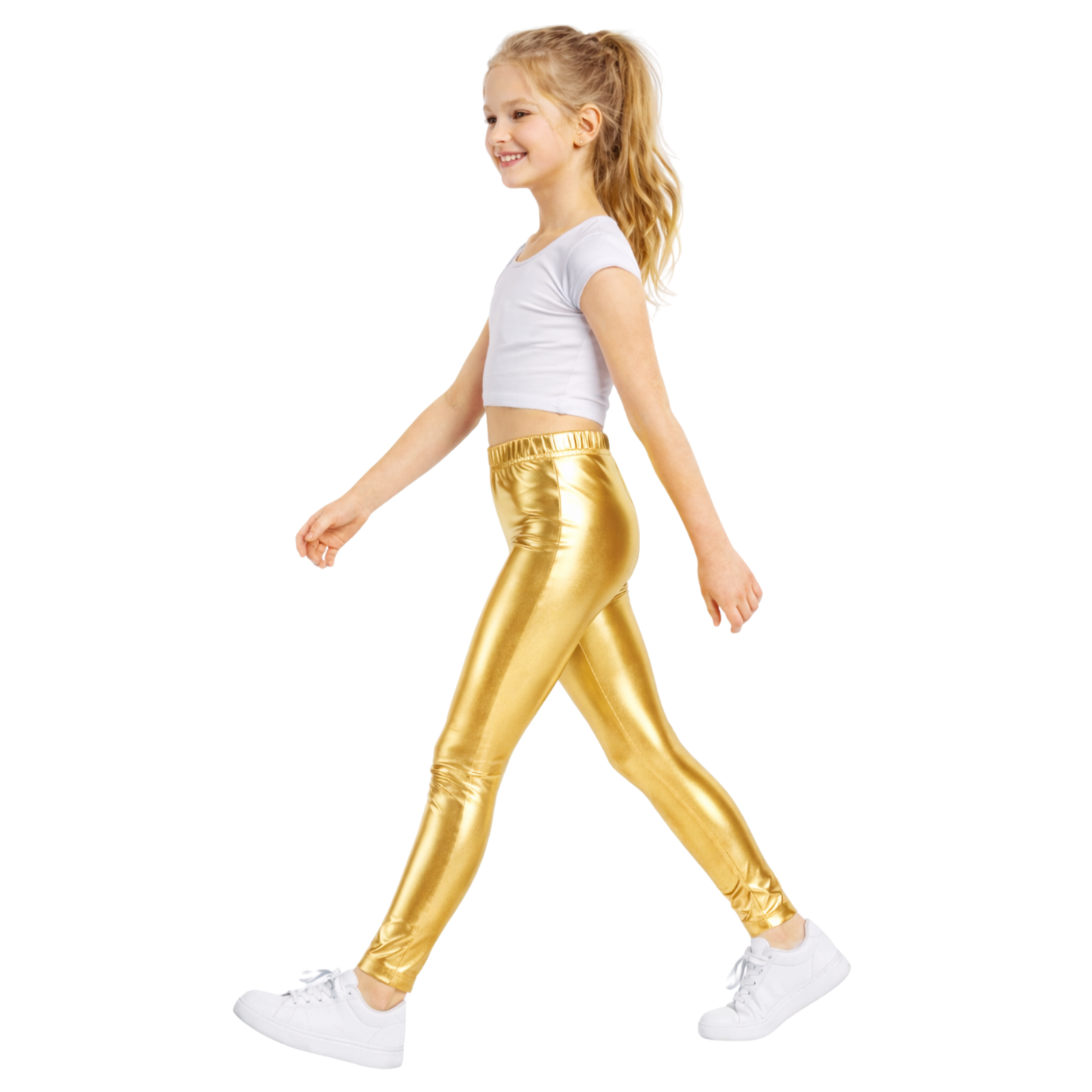 Kids Elasticated Metallic Leggings