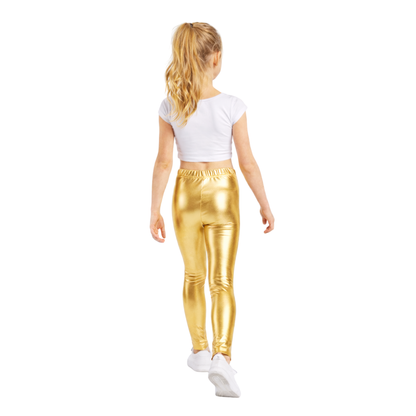 Kids Elasticated Metallic Leggings