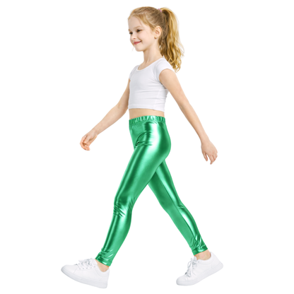 Kids Elasticated Metallic Leggings