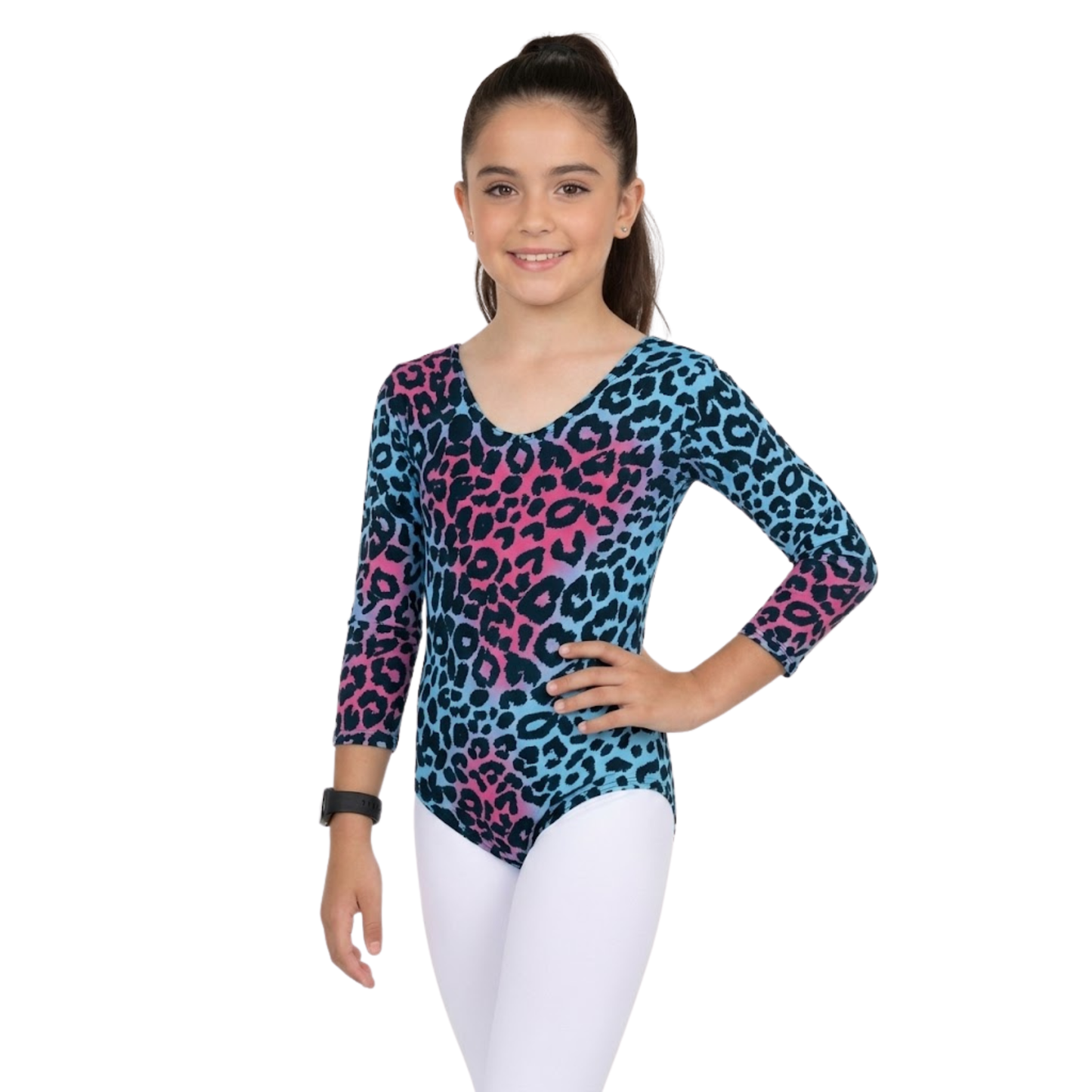 Girls Long Sleeve Bodysuit Leopard Print