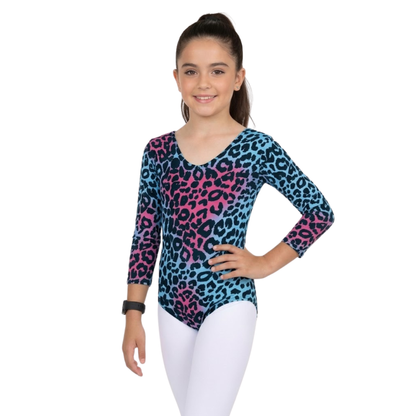 Girls Long Sleeve Bodysuit Leopard Print