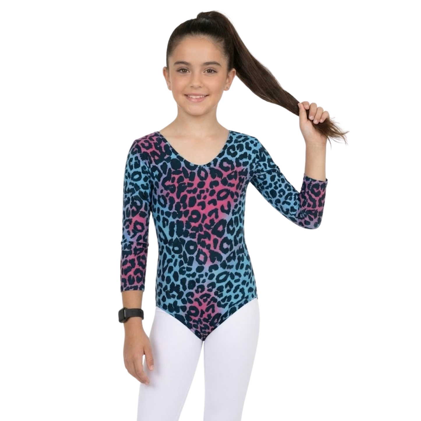 Girls Long Sleeve Bodysuit Leopard Print