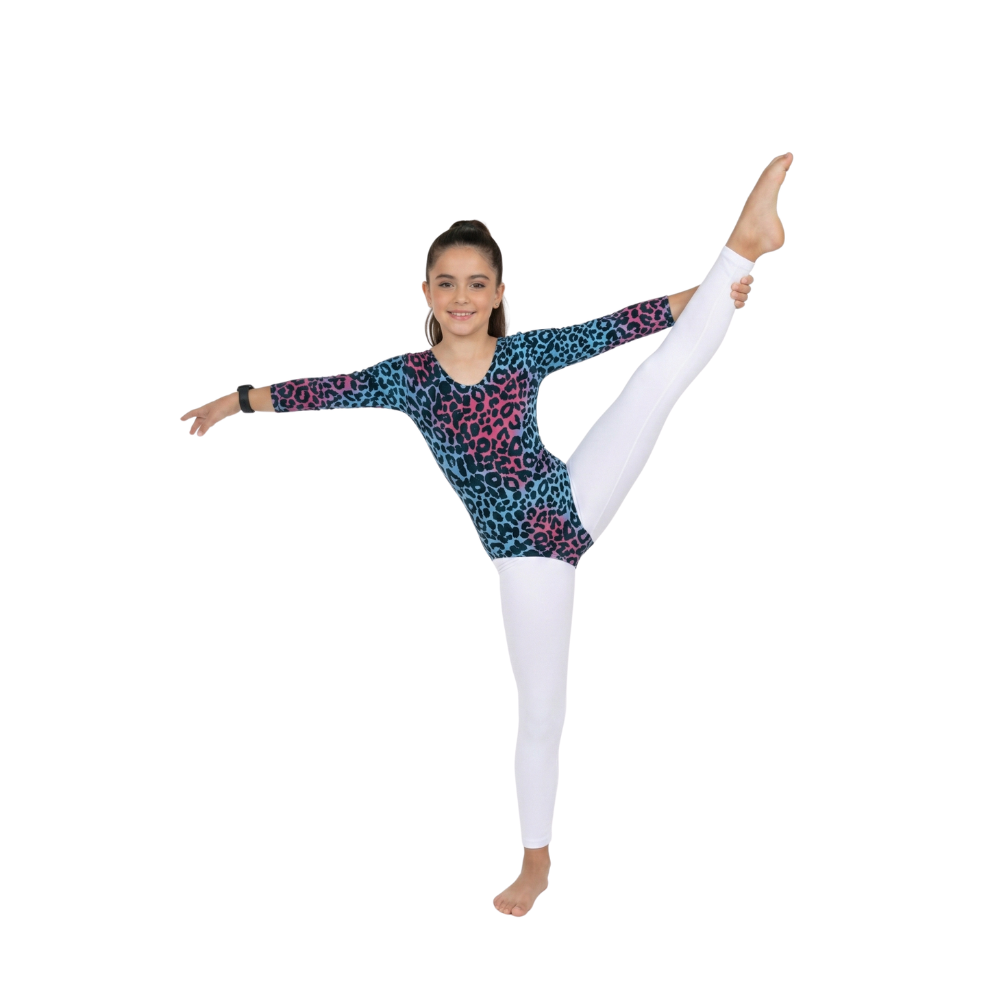 Girls Long Sleeve Bodysuit Leopard Print