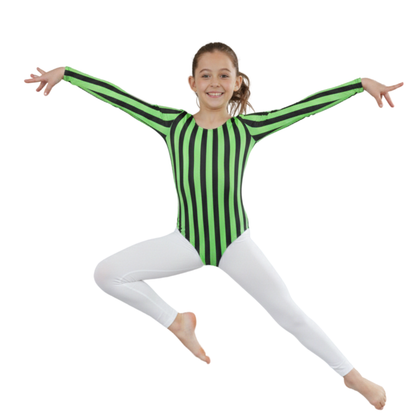 Girls Long Sleeve Bodysuit Vertical Stripe Print