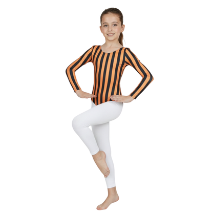 Girls Long Sleeve Bodysuit Vertical Stripe Print