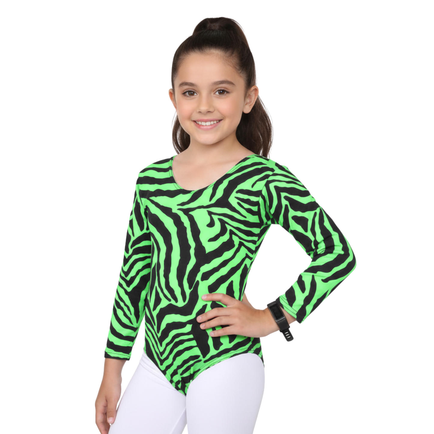 Girls Long Sleeve Bodysuit Zebra Print