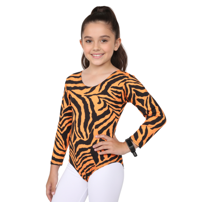 Girls Long Sleeve Bodysuit Zebra Print
