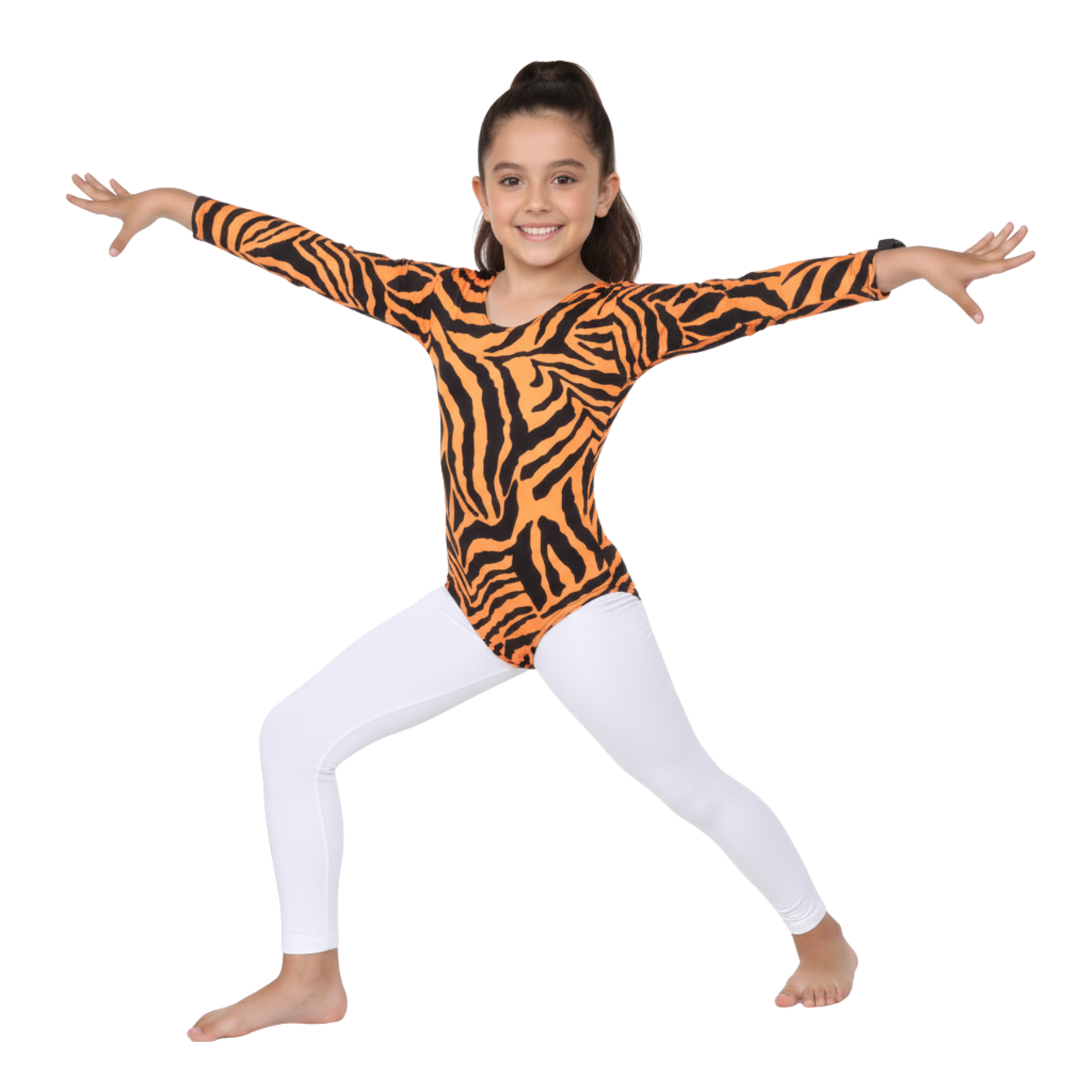 Girls Long Sleeve Bodysuit Zebra Print