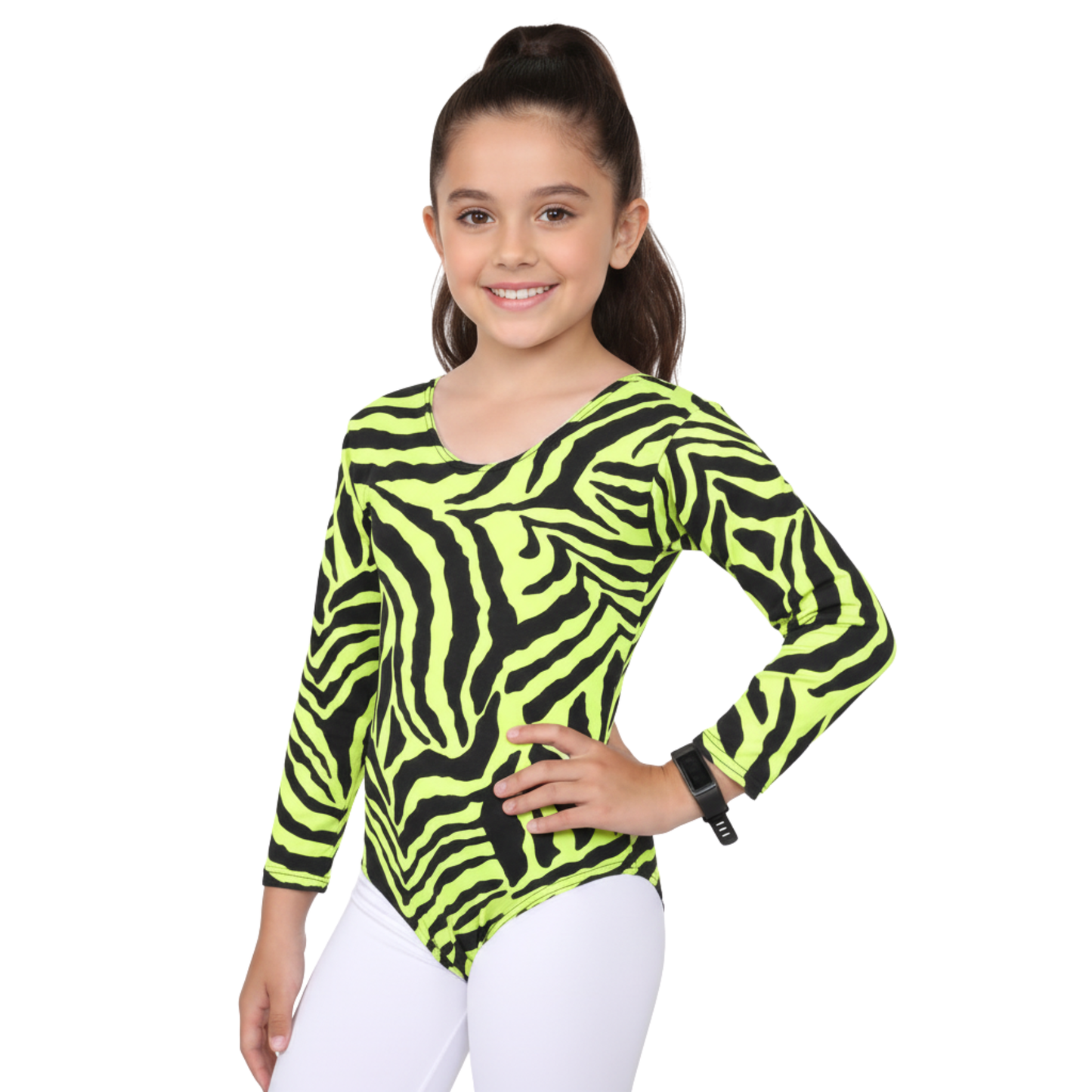 Girls Long Sleeve Bodysuit Zebra Print