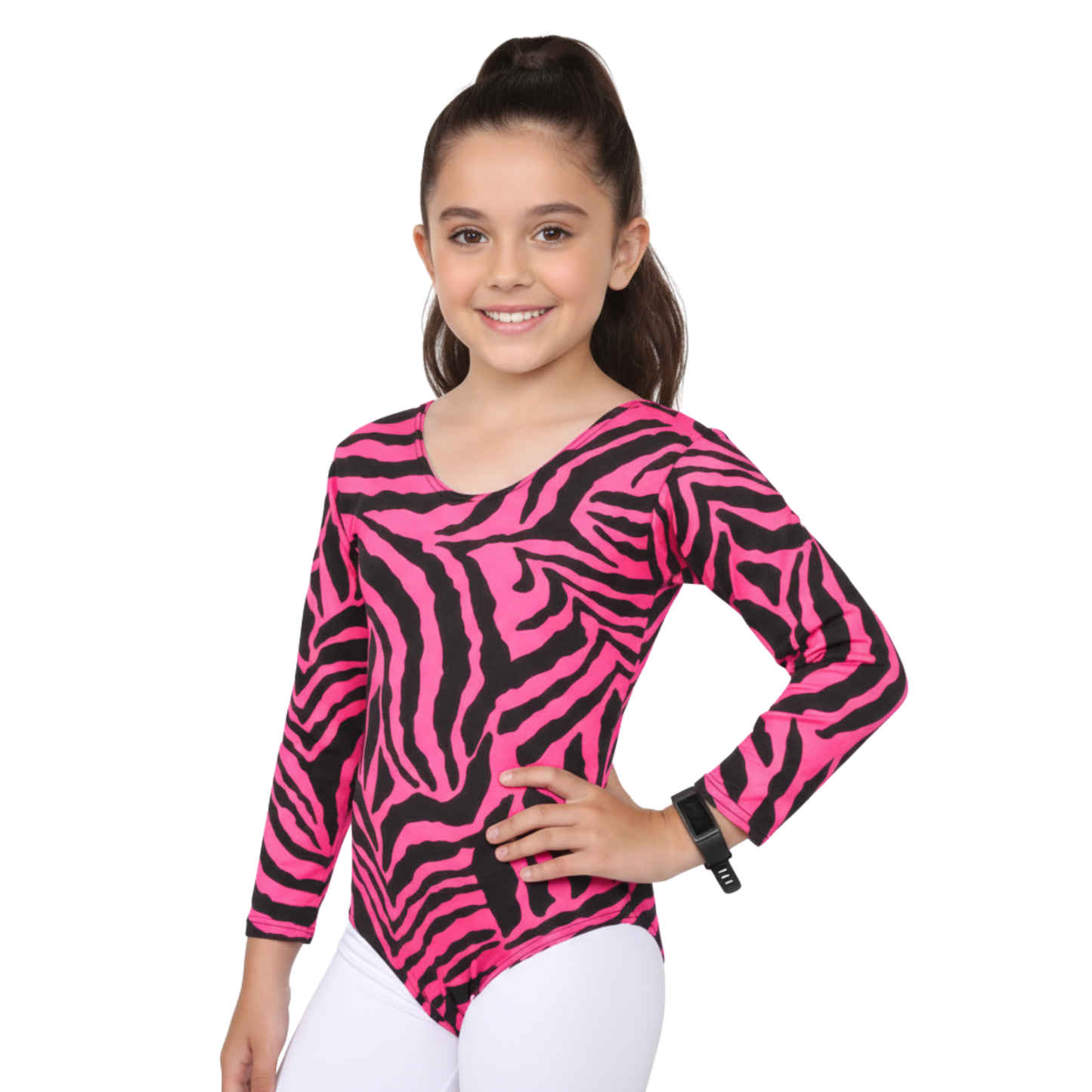 Girls Long Sleeve Bodysuit Zebra Print