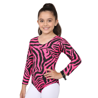Girls Long Sleeve Bodysuit Zebra Print