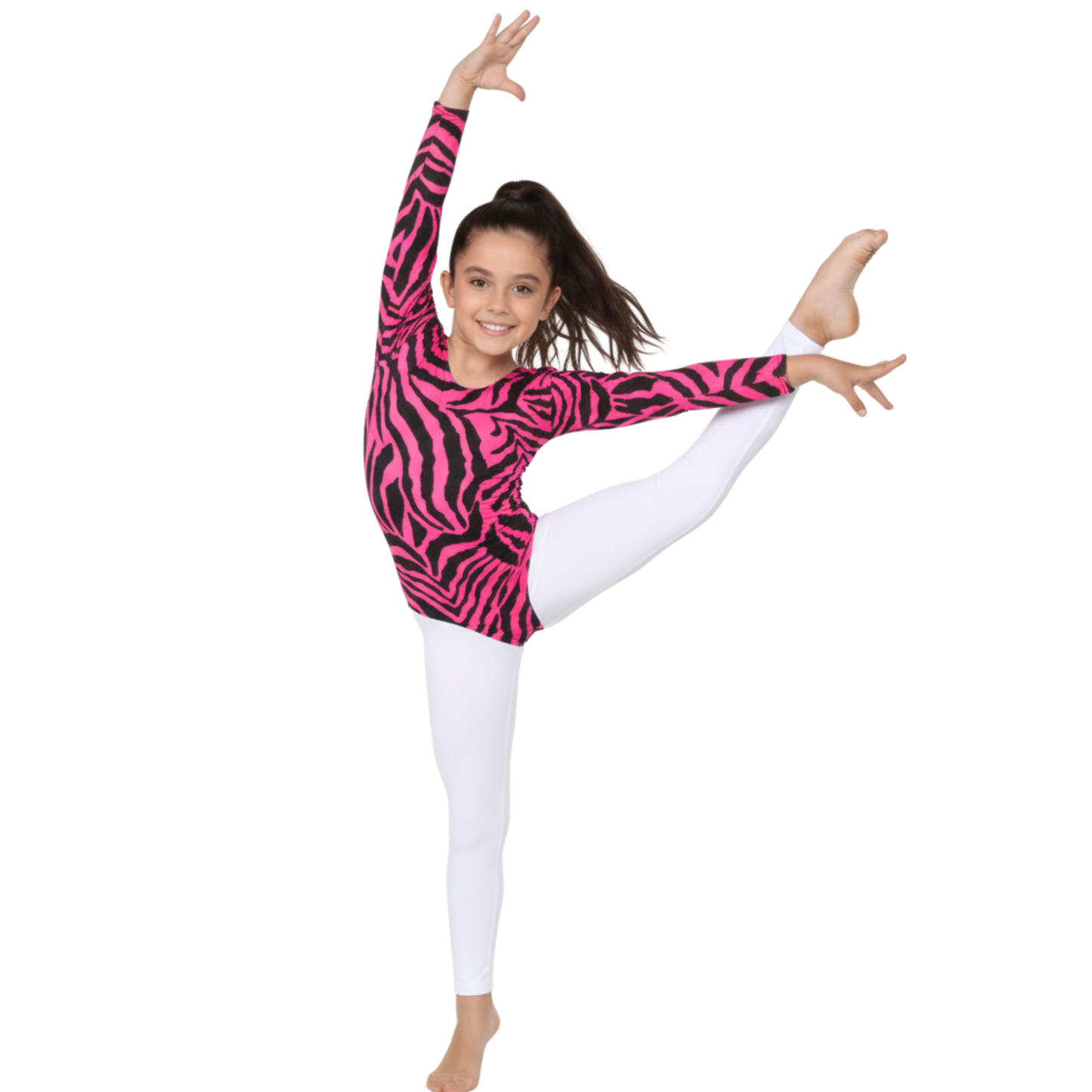 Girls Long Sleeve Bodysuit Zebra Print