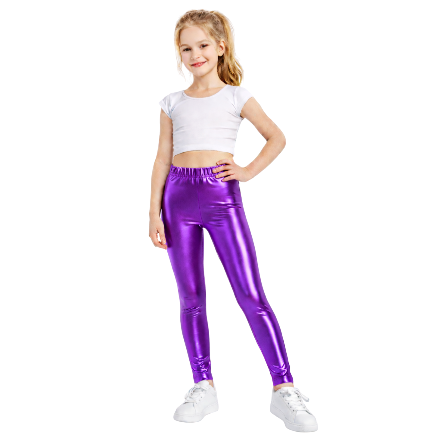 Kids Elasticated Metallic Leggings