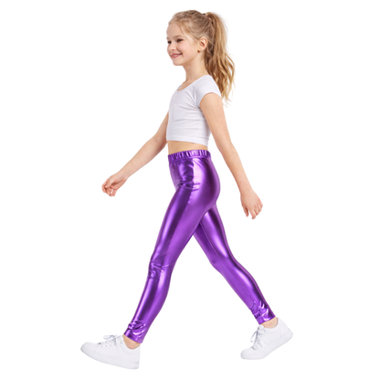 Kids Elasticated Metallic Leggings