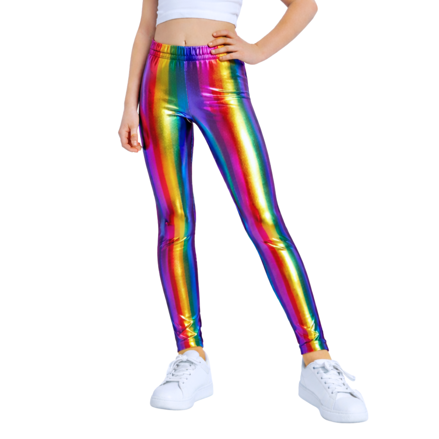 Kids Elasticated Metallic Leggings