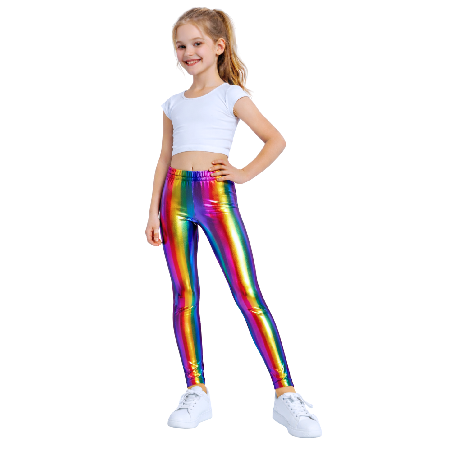 Kids Elasticated Metallic Leggings