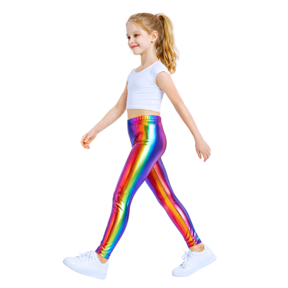Kids Elasticated Metallic Leggings
