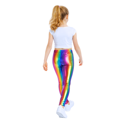 Kids Elasticated Metallic Leggings
