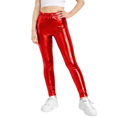 Kids Elasticated Metallic Leggings