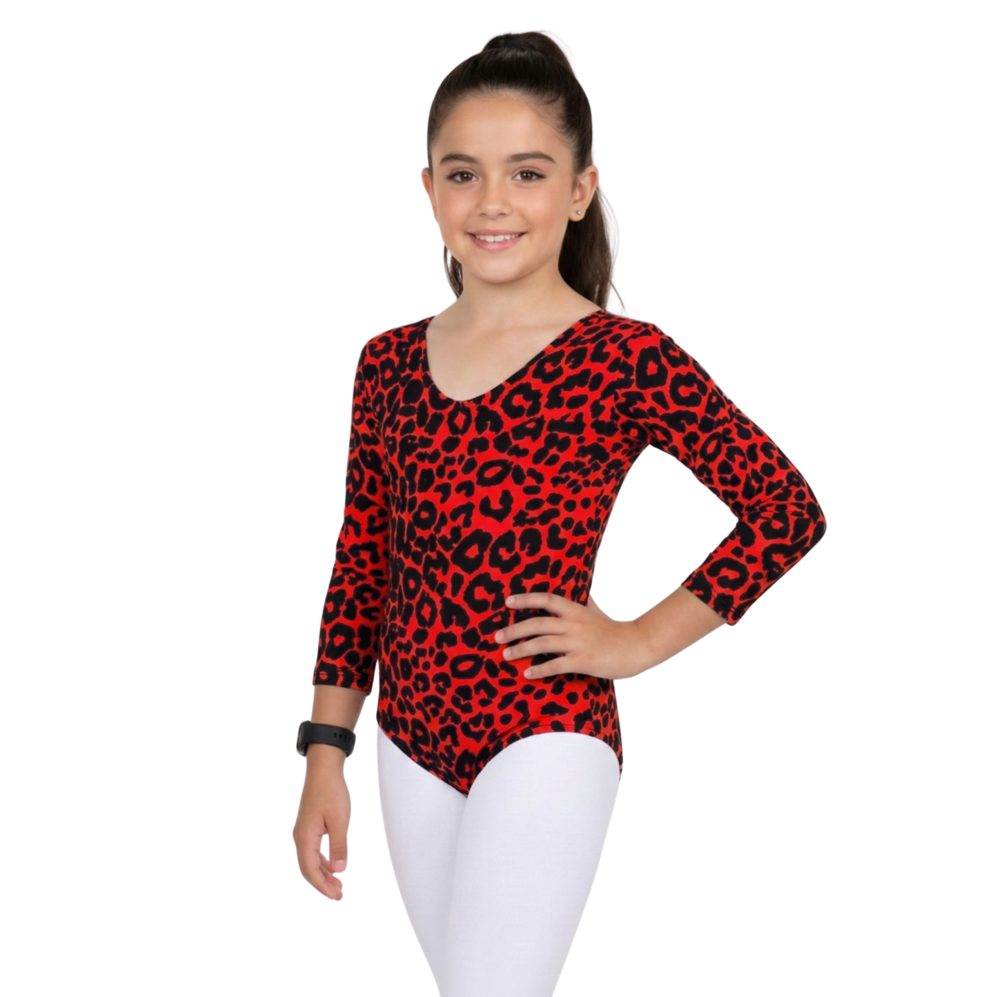 Girls Long Sleeve Bodysuit Leopard Print