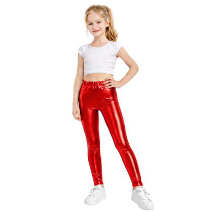 Kids Elasticated Metallic Leggings