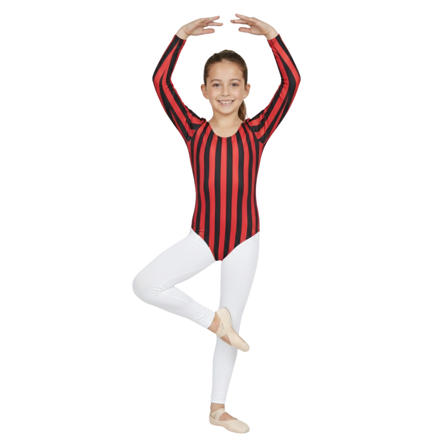 Girls Long Sleeve Bodysuit Vertical Stripe Print