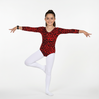 Girls Long Sleeve Bodysuit Leopard Print