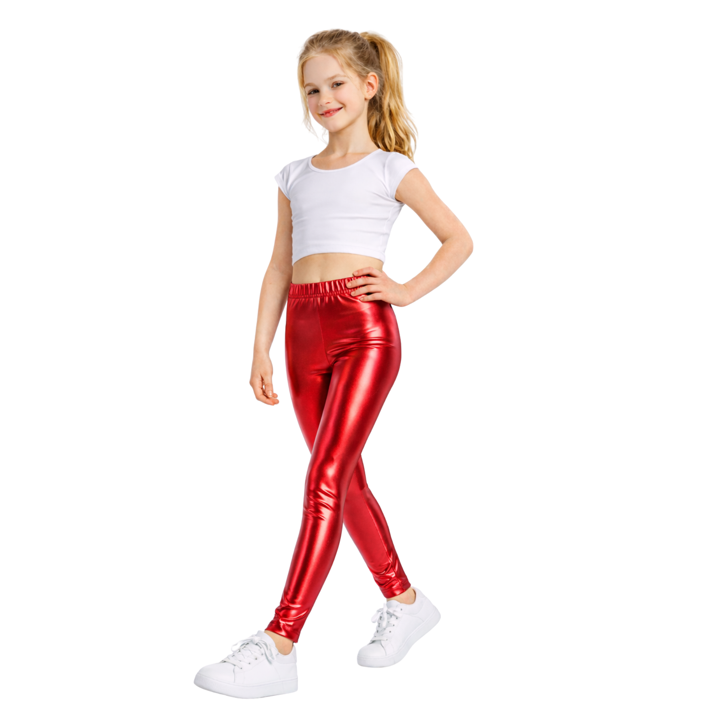 Kids Elasticated Metallic Leggings