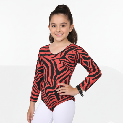 Girls Long Sleeve Bodysuit Zebra Print