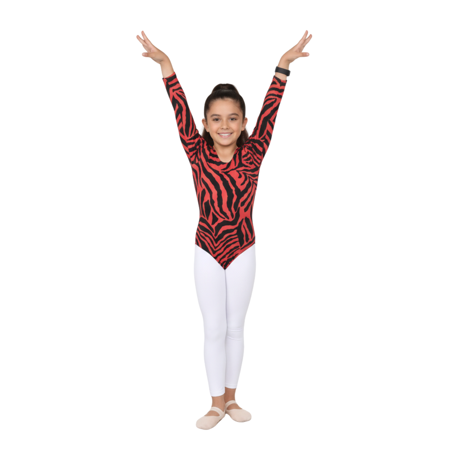 Girls Long Sleeve Bodysuit Zebra Print