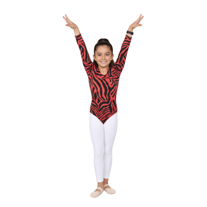 Girls Long Sleeve Bodysuit Zebra Print