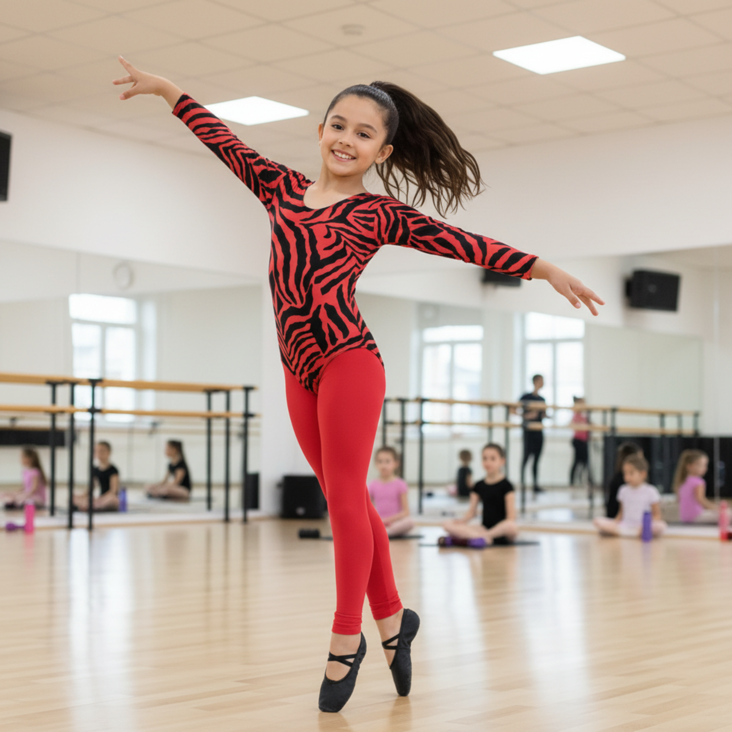 Girls Long Sleeve Bodysuit Zebra Print